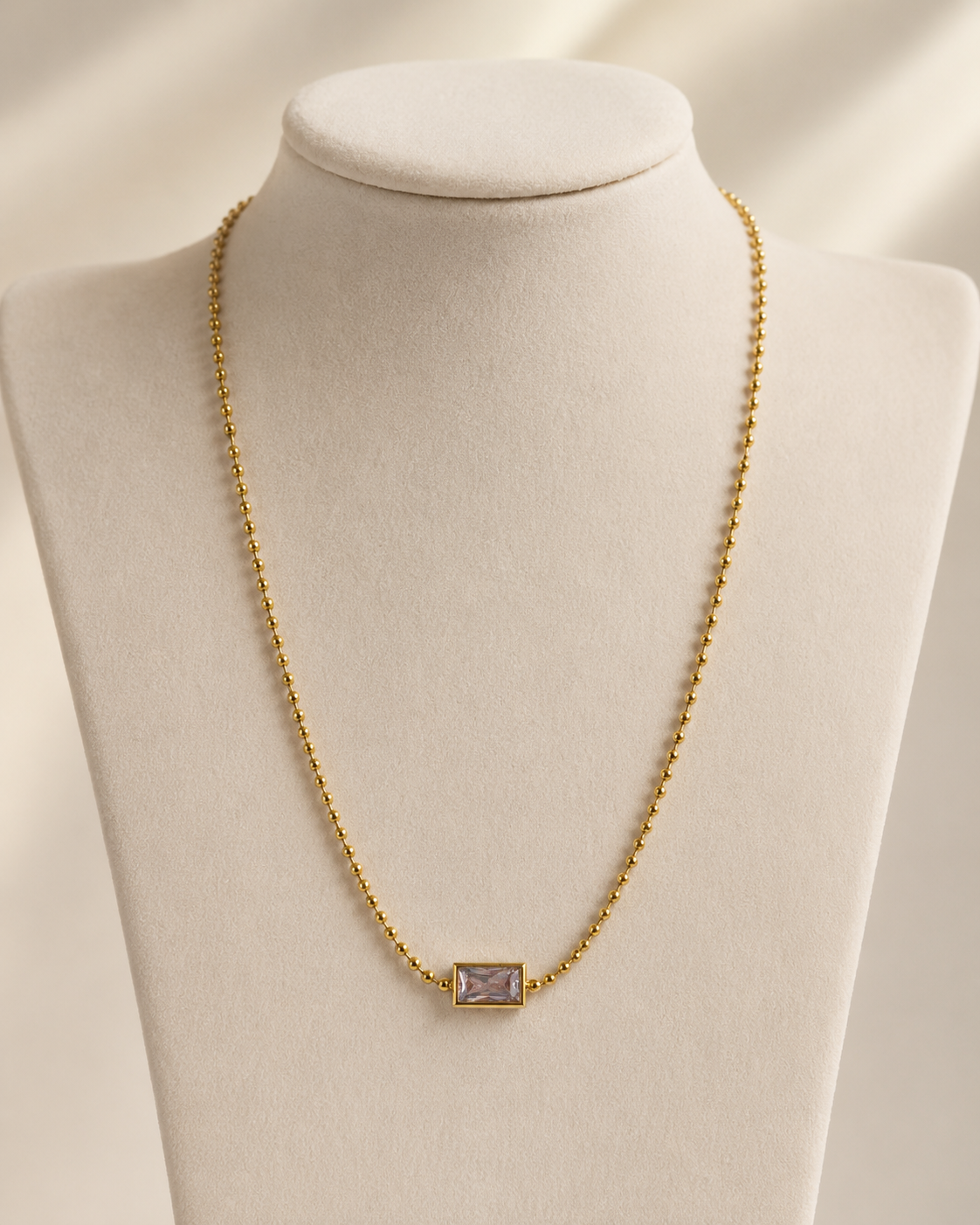 Minimal Crystal Baguette Necklace