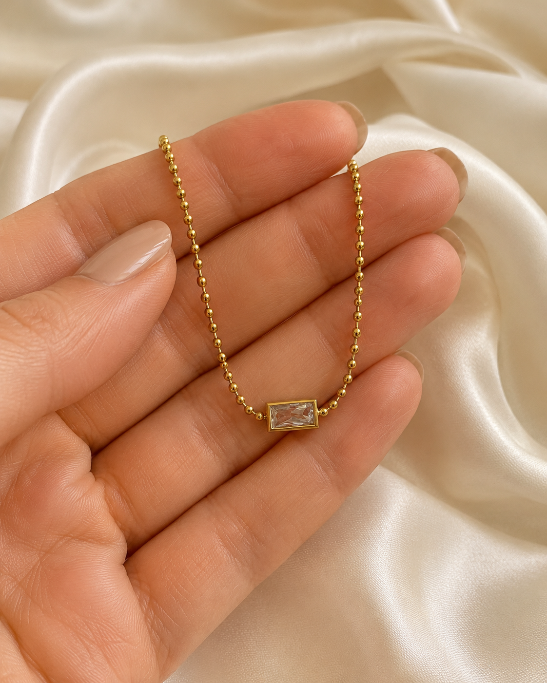 Minimal Crystal Baguette Necklace