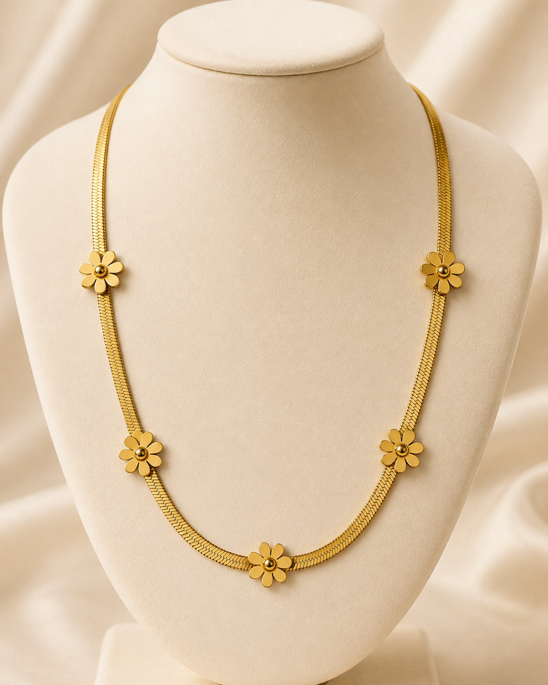 Gold Flower Station Necklace