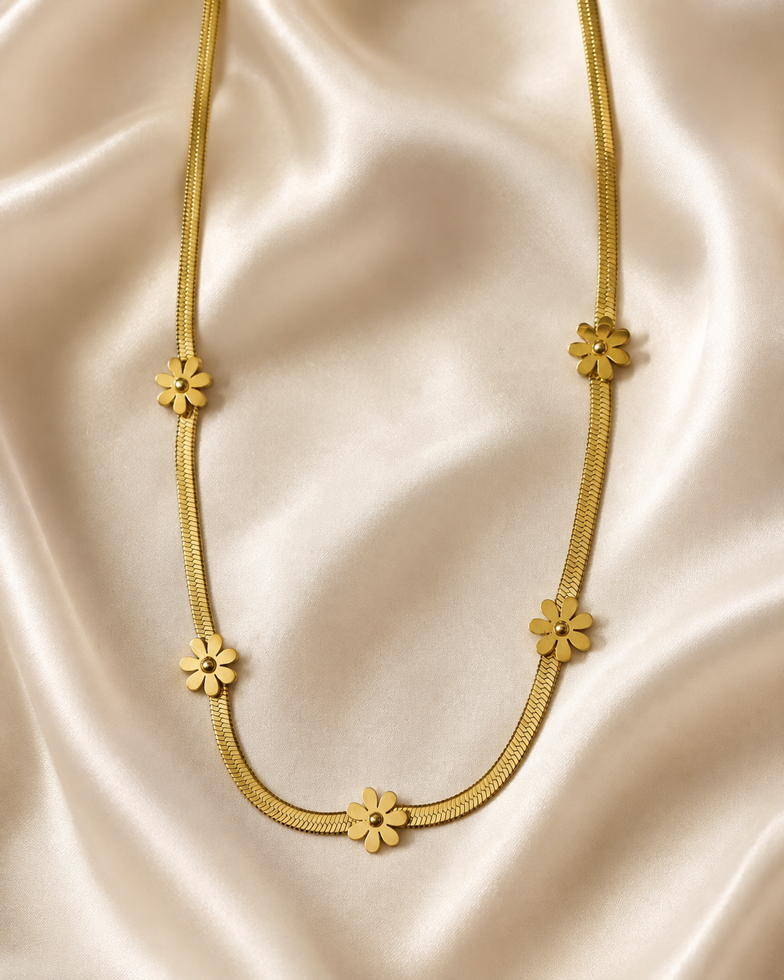 Gold Flower Station Necklace