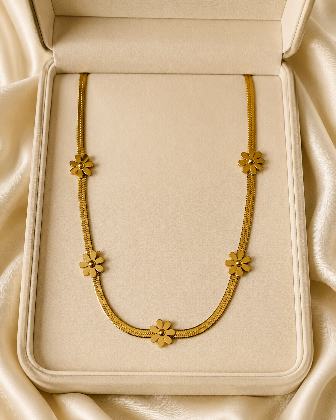 Gold Flower Station Necklace