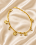 Butterfly & Crystal Charm Gold-Plated Bracelet
