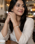 Star & White Flower Charm Gold-Plated Bracelet