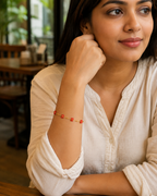 Red Floral Station Gold-Plated Bracelet