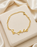 Butterfly & Flower Charm Gold-Plated Bracelet