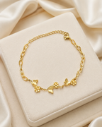 Butterfly & Flower Charm Gold-Plated Bracelet