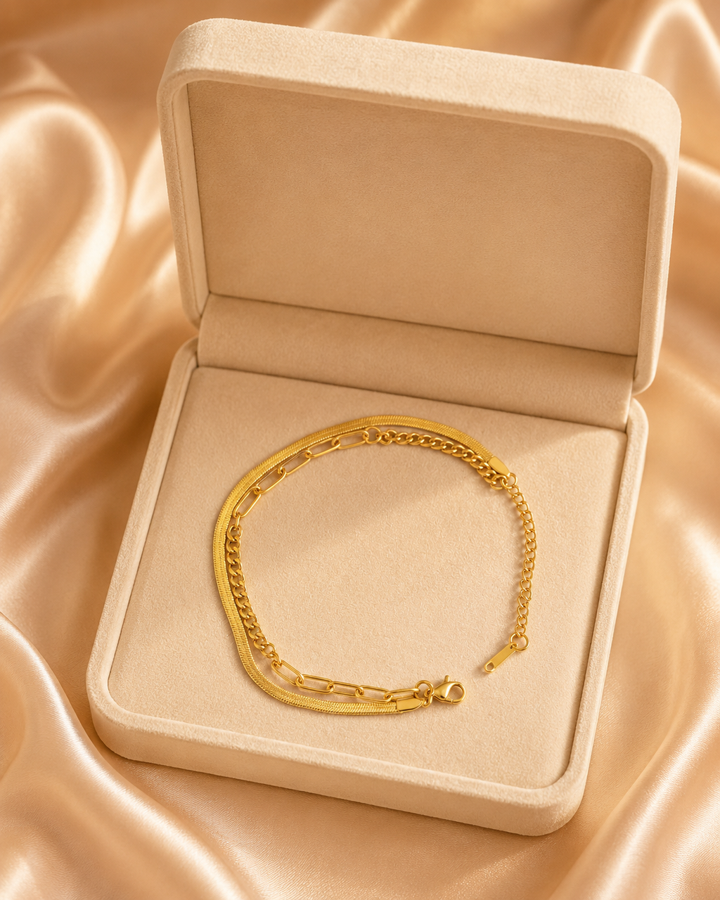 Mixed Chain double-Layer Gold-Plated Bracelet