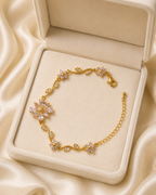 White Blossom Vine Crystal Gold-Plated Bracelet