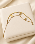 Butterfly Charm Double-Layer Gold-Plated Bracelet