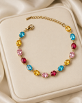 Multicolour Oval Crystal Gold-Plated Bracelet
