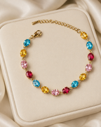 Multicolour Oval Crystal Gold-Plated Bracelet