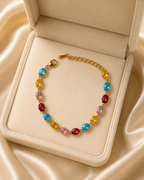 Multicolour Oval Crystal Gold-Plated Bracelet