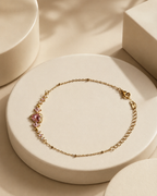 Pink Heart Crystal Gold-Plated Bracelet