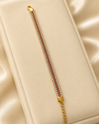 Pink & Clear Multi-Row Crystal Gold-Plated Bracelet