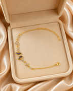 Purple Butterfly & Pink Floral Gold-Plated Bracelet