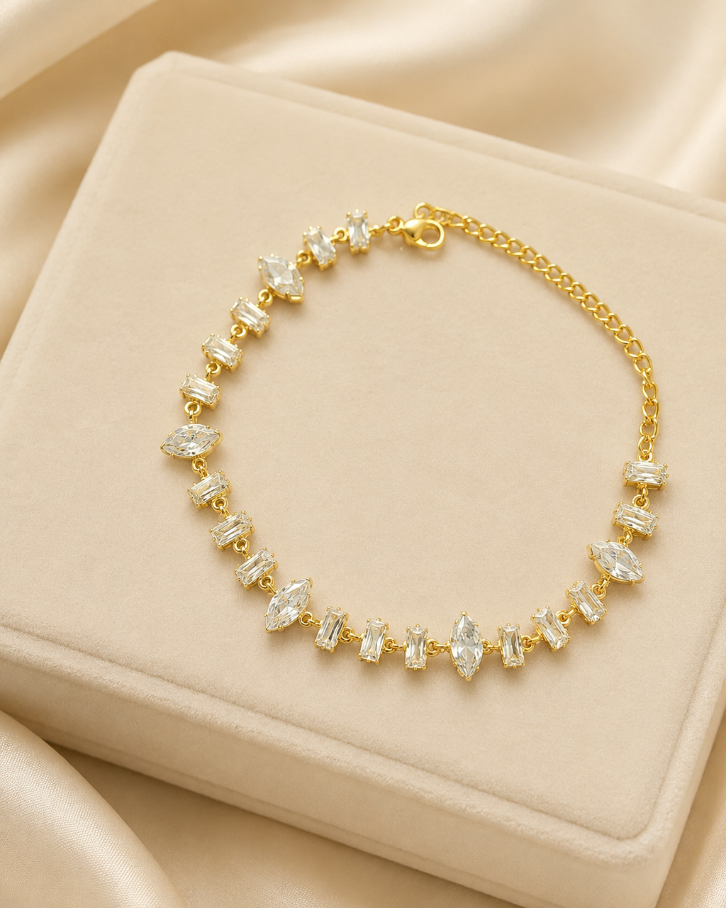 Baguette & Marquise Crystal Gold-Plated Bracelet