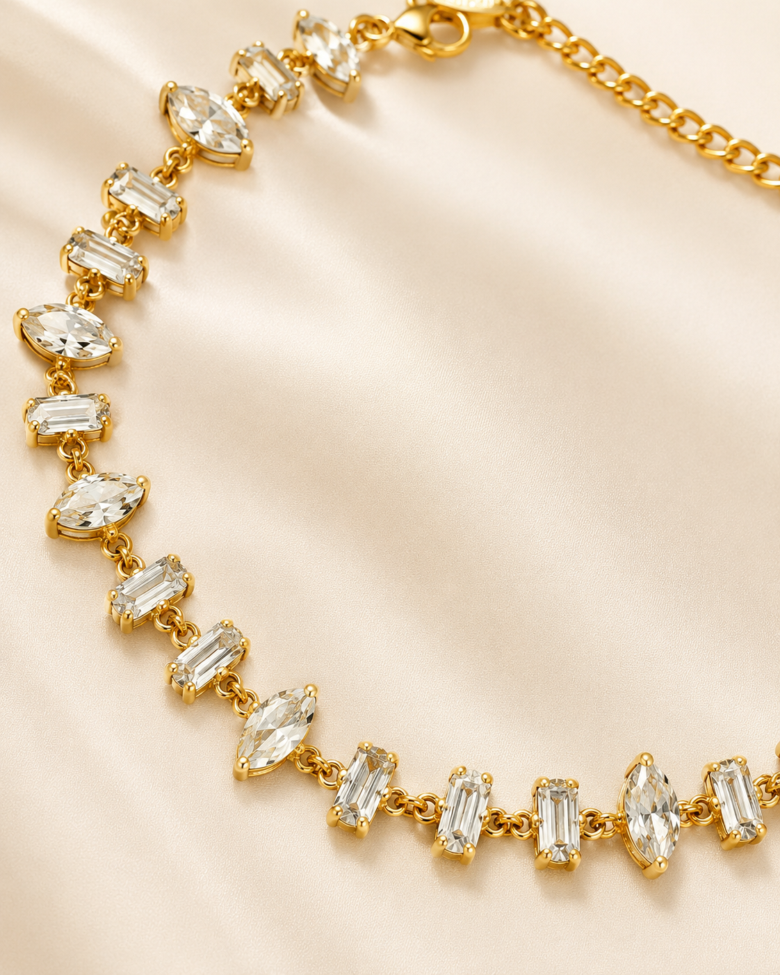 Baguette & Marquise Crystal Gold-Plated Bracelet