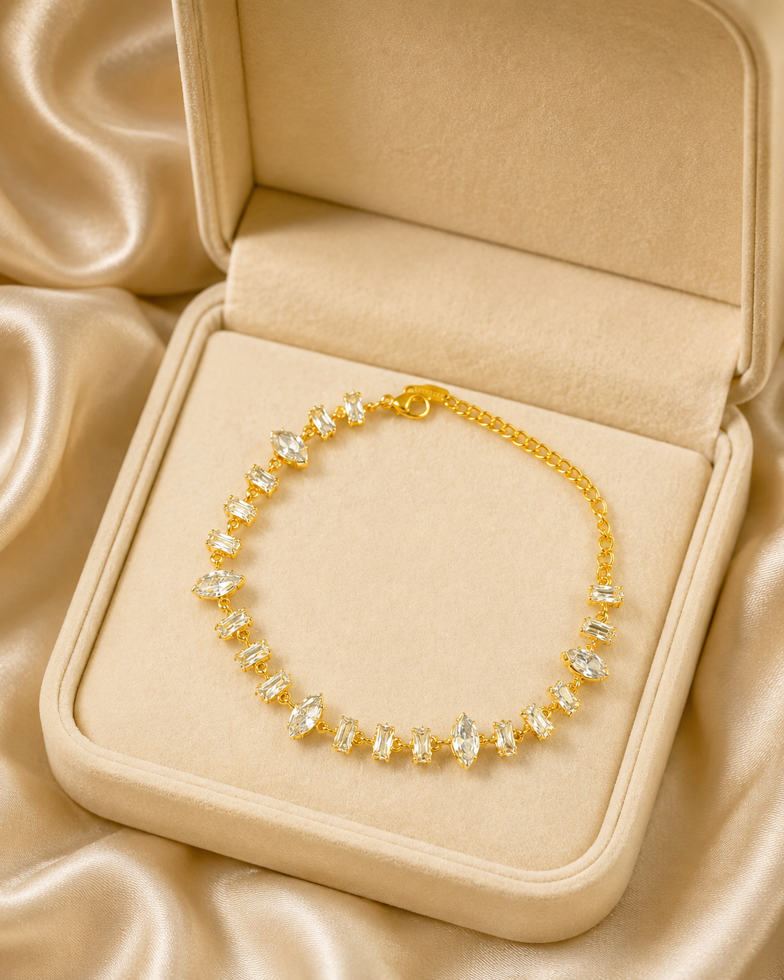 Baguette & Marquise Crystal Gold-Plated Bracelet