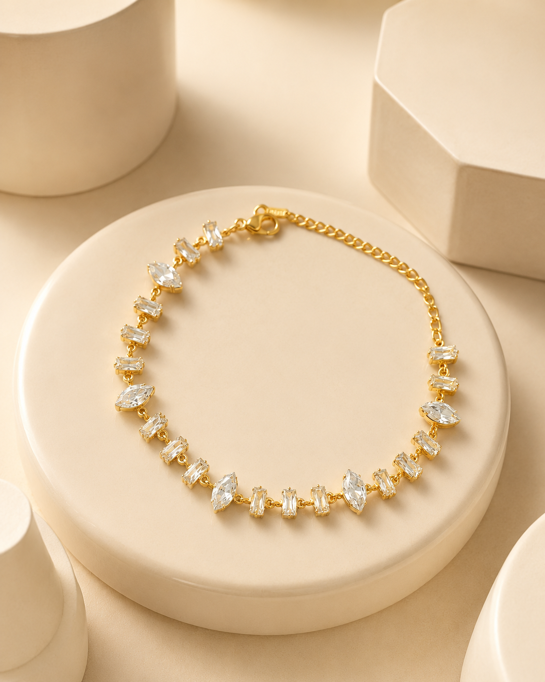 Baguette & Marquise Crystal Gold-Plated Bracelet