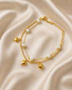Pearl & Heart Double-Layer Gold-Plated Bracelet