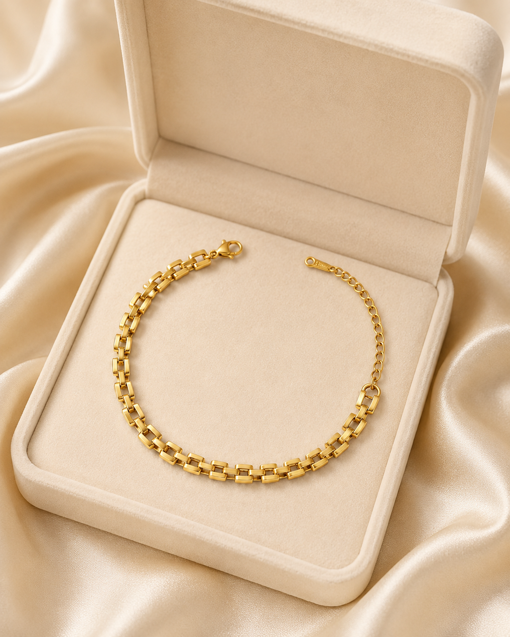 Double-Row Box Link Gold-Plated Bracelet