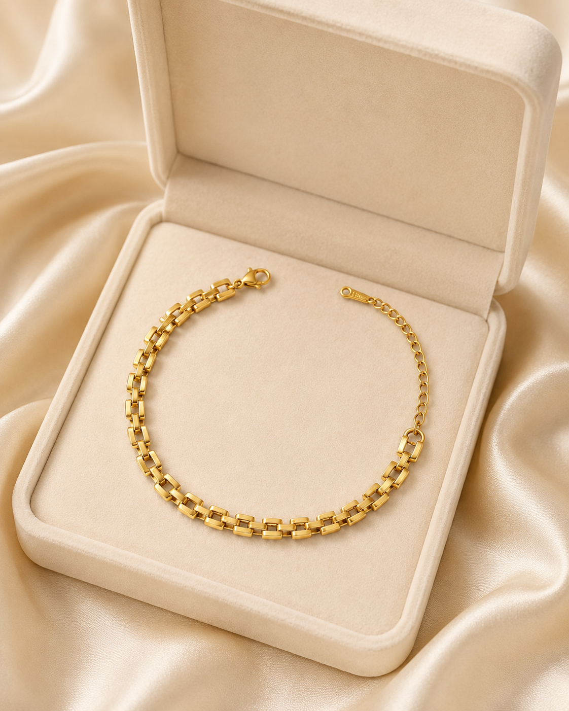Double-Row Box Link Gold-Plated Bracelet