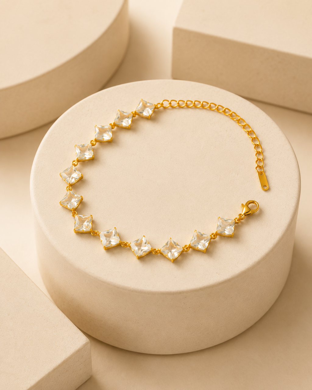 Square-Cut Crystal Gold-Plated Bracelet