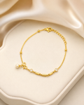 Bow, Pearl & Crystal Gold-Plated Bracelet