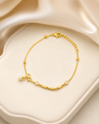 Bow, Pearl & Crystal Gold-Plated Bracelet