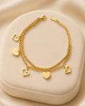 Multi-Heart Charm Double-Layer Gold-Plated Bracelet