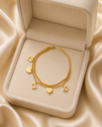 Multi-Heart Charm Double-Layer Gold-Plated Bracelet