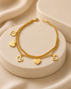 Multi-Heart Charm Double-Layer Gold-Plated Bracelet
