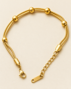 Beaded Triple-Strand Gold-Plated Bracelet