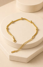 Beaded Triple-Strand Gold-Plated Bracelet