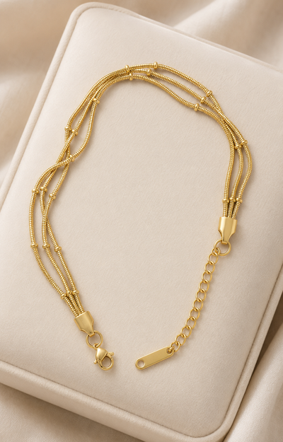 Spacer Bead Multi-Strand Gold-Plated Bracelet