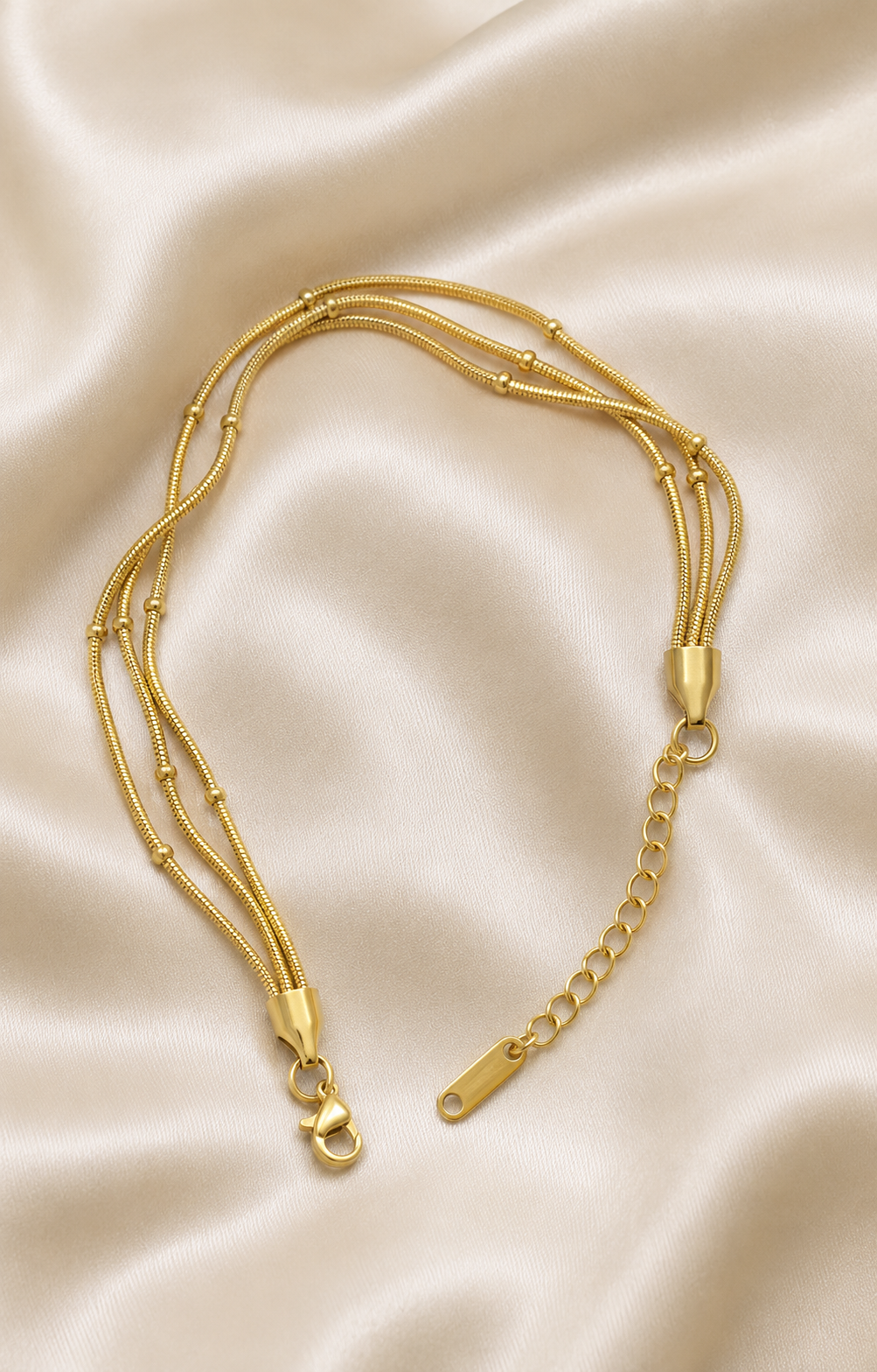 Spacer Bead Multi-Strand Gold-Plated Bracelet
