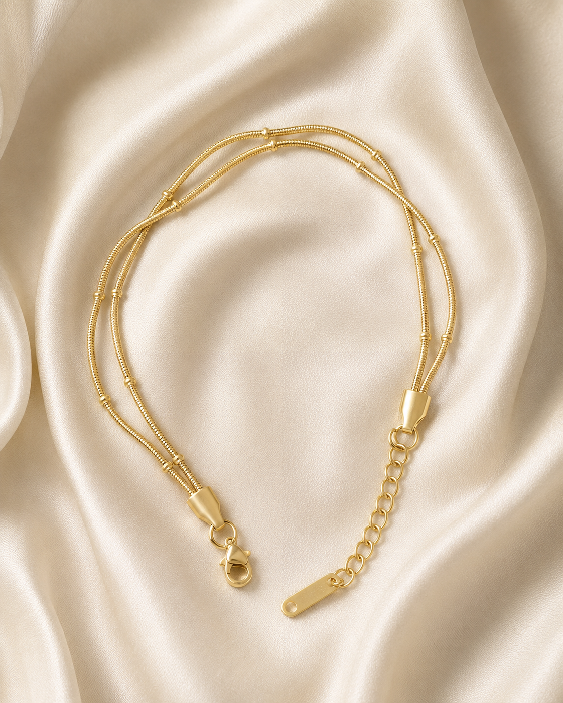 Spacer Bead Multi-Strand Gold-Plated Bracelet