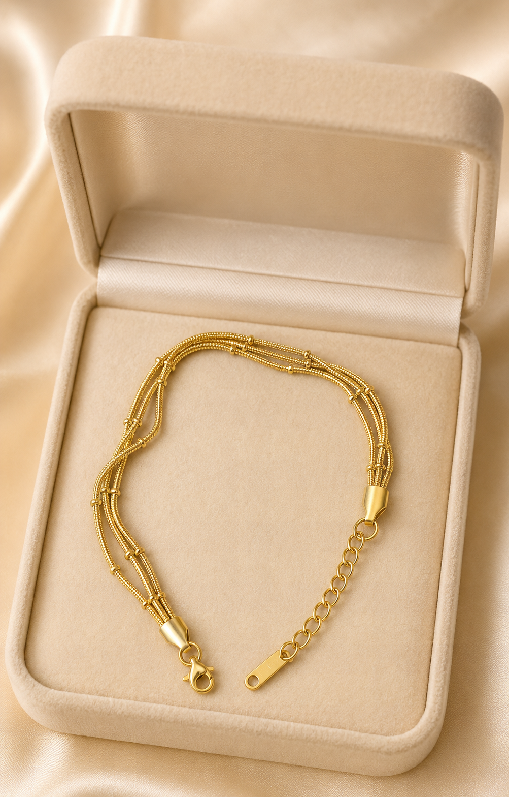 Spacer Bead Multi-Strand Gold-Plated Bracelet