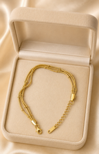 Spacer Bead Multi-Strand Gold-Plated Bracelet