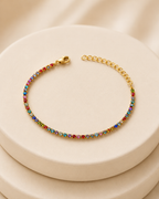 Rainbow Crystal Tennis Gold-Plated Bracelet