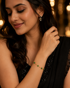Green Beaded Flower Gold-Plated Bracelet