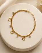 Open Heart & Crystal Charm Gold-Plated Bracelet
