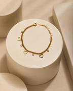 Open Heart & Crystal Charm Gold-Plated Bracelet