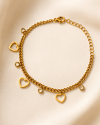 Open Heart & Crystal Charm Gold-Plated Bracelet