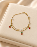 Cherry & Pearl Double-Layer Gold-Plated Bracelet