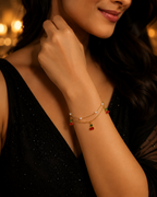 Cherry & Pearl Double-Layer Gold-Plated Bracelet