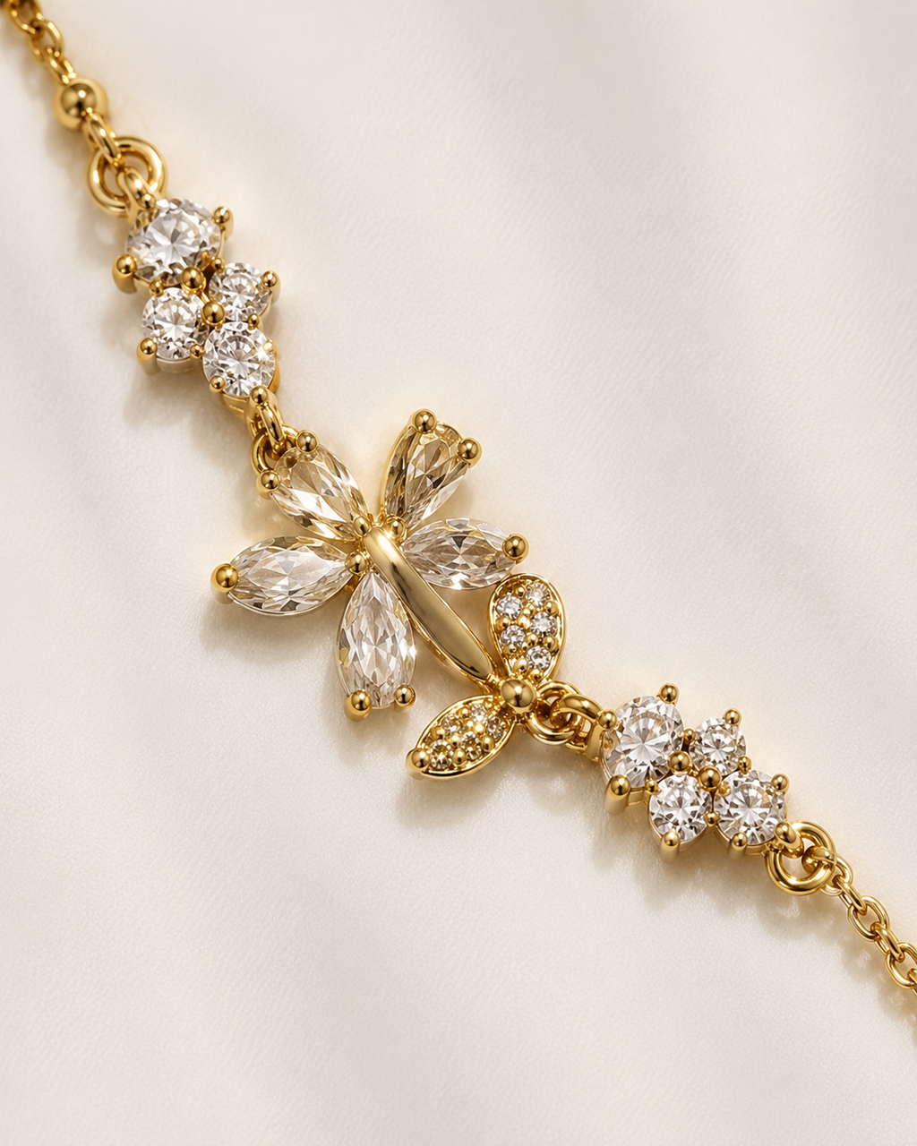 Marquise Crystal Floral Cluster Gold-Plated Bracelet