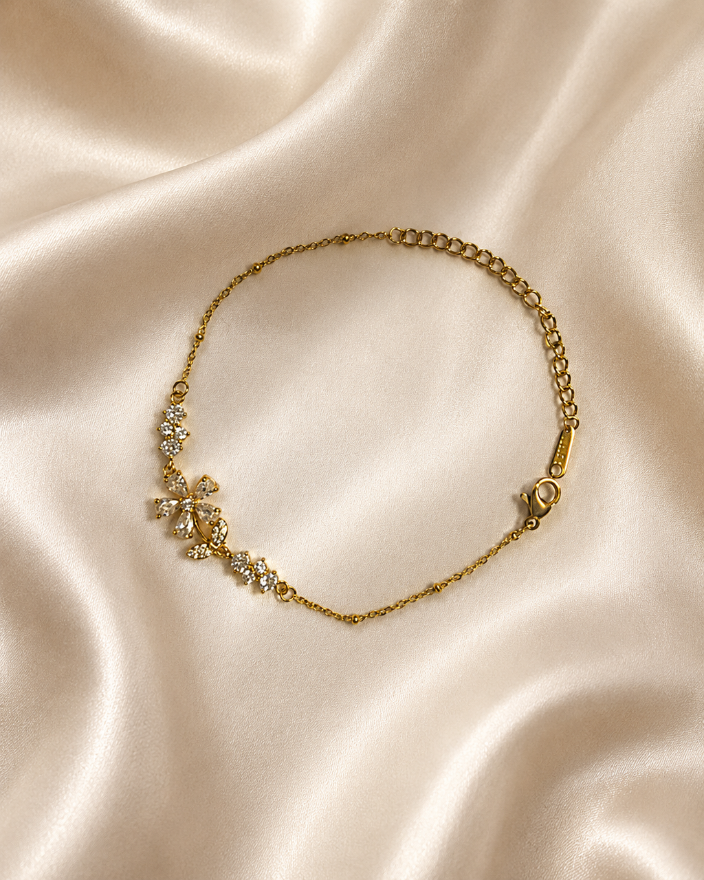 Marquise Crystal Floral Cluster Gold-Plated Bracelet