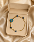 Blue Floral Vine Crystal Gold-Plated Bracelet