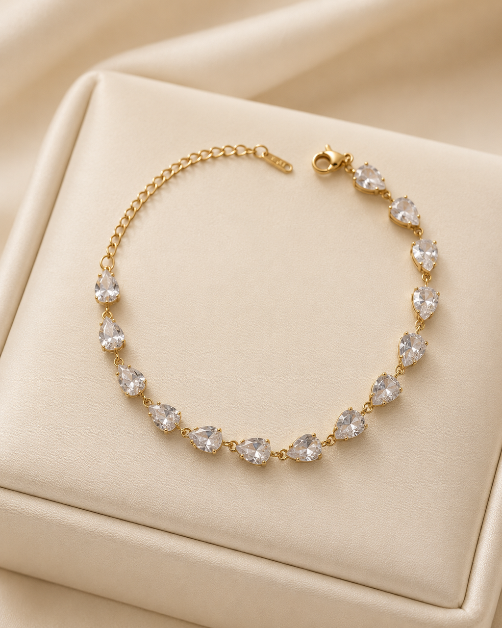 Pear-Cut Crystal Tennis Gold-Plated Bracelet